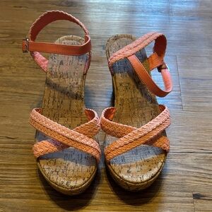 Maurices Coral Woven Wedge Sandals